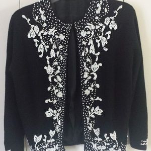 Black Vintage 50s Beaded sweater